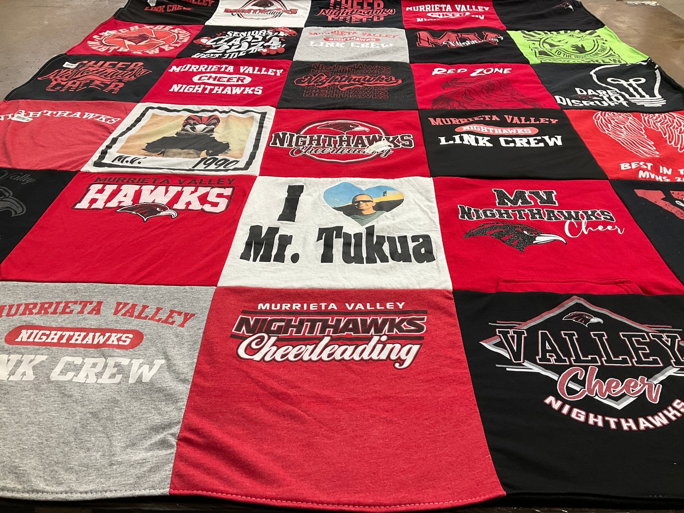 T-shirt quilt from murrieta valley high school by Danielle from CA