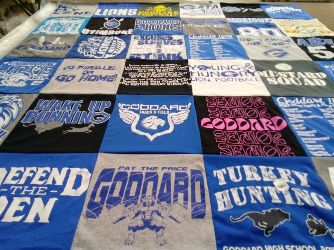 T-shirt quilt featuring goddard lions by Diedra from KS