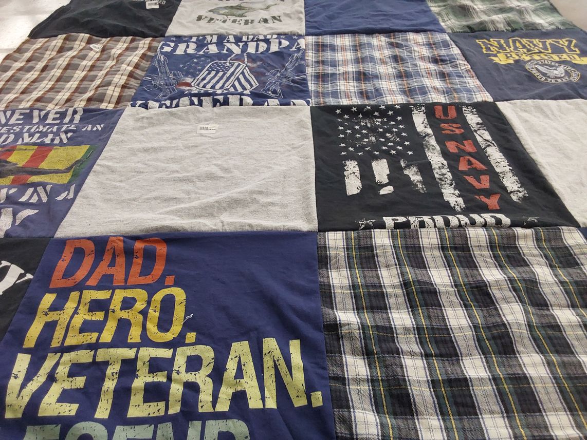 T-shirt quilt with military, veterans themes by Kimberley from WA