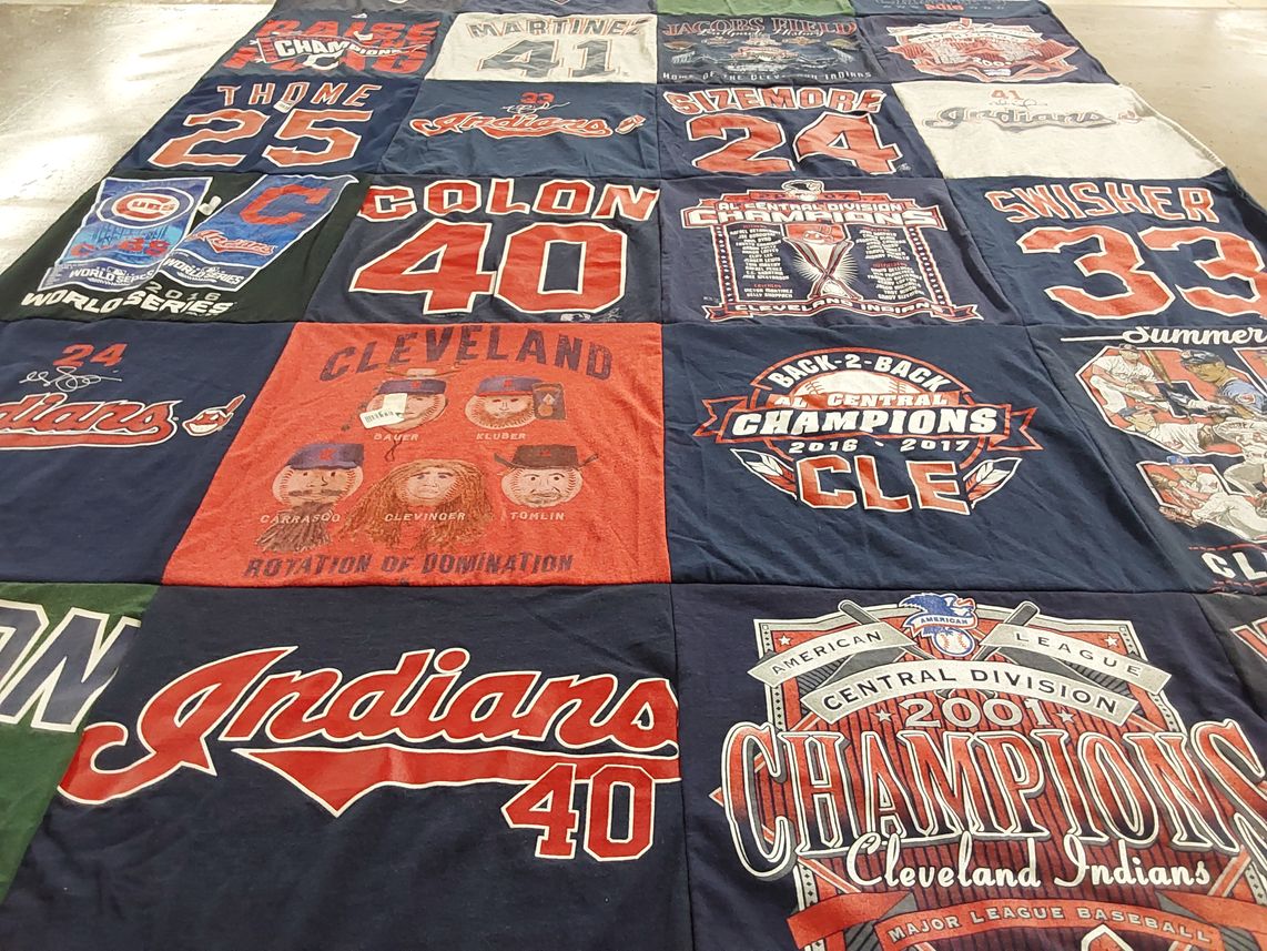 T-shirt quilt featuring cleveland indians by Sharon from OH