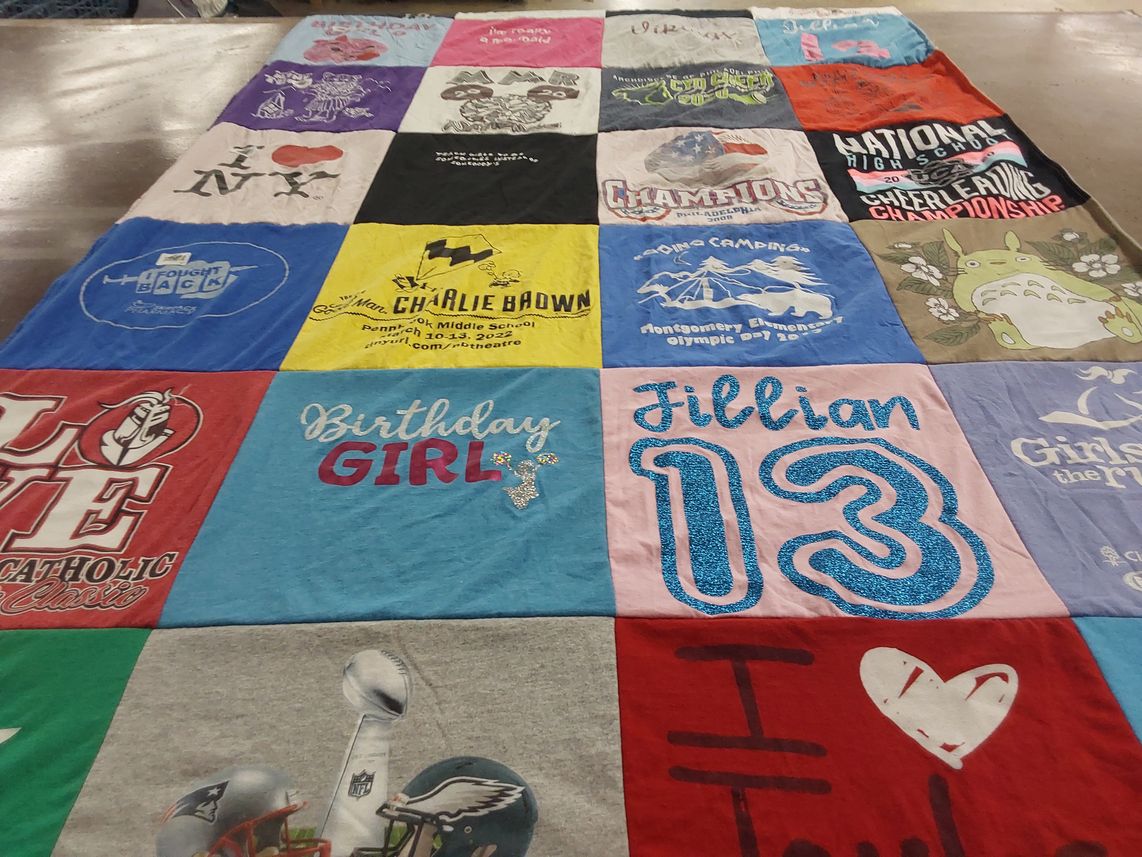 T-shirt quilt featuring new england patriots, philadelphia eagles by Steven from PA