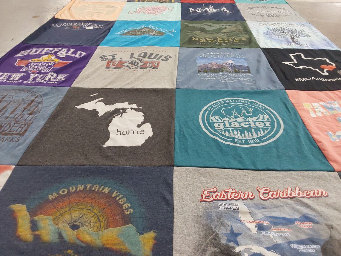 T-shirt quilt with travel, national parks themes by SHARON from MI