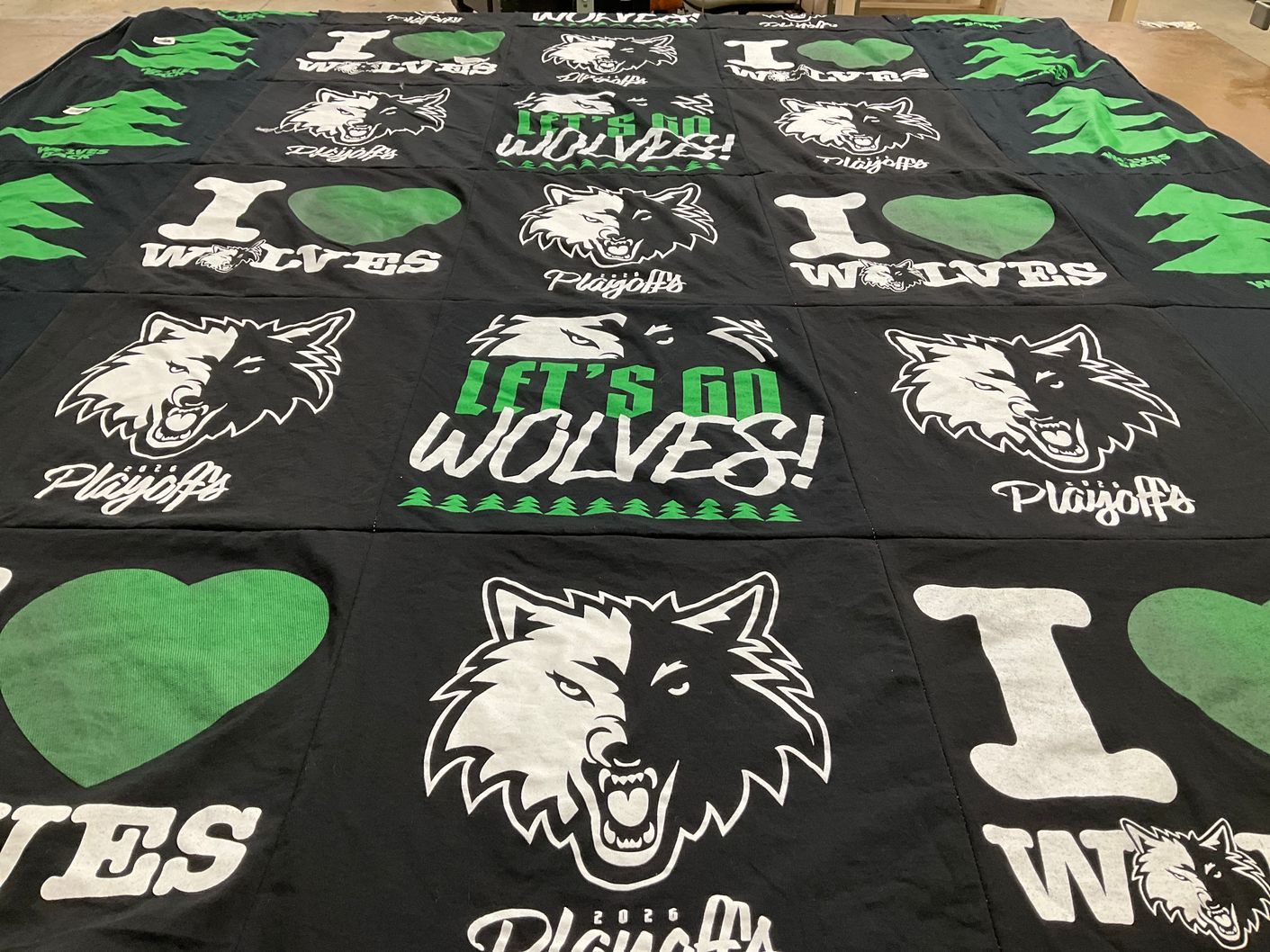 T-shirt quilt featuring wolves by Brenda from MN