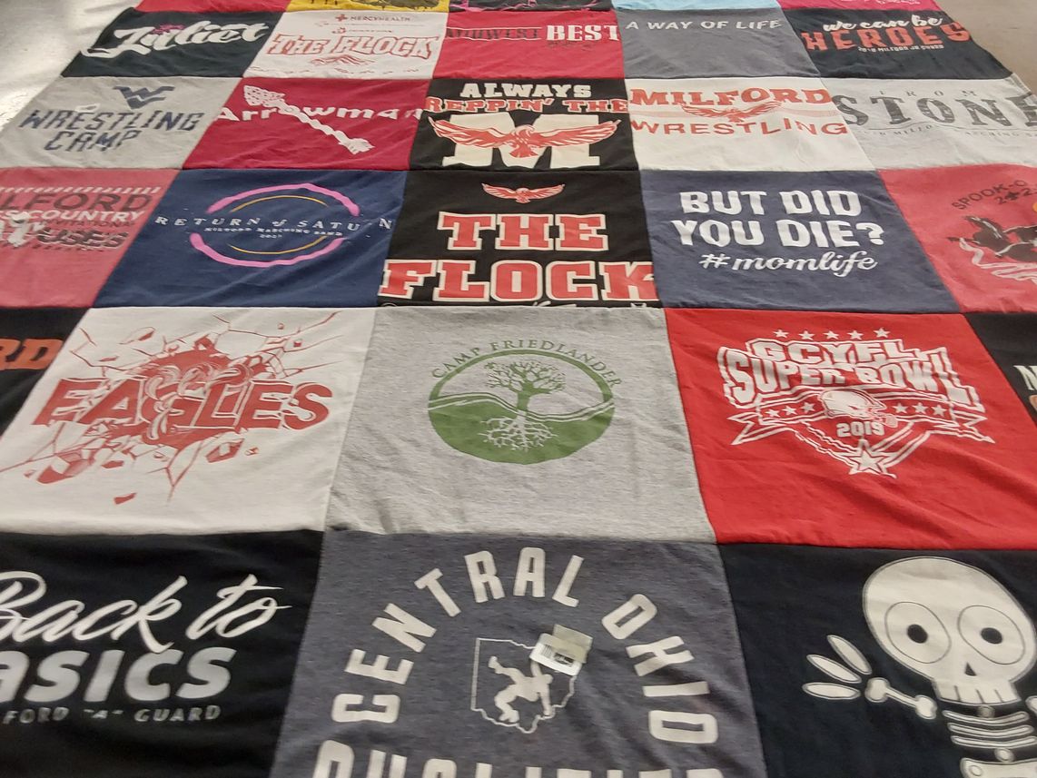 T-shirt quilt featuring milford wrestling by Alicia from NC