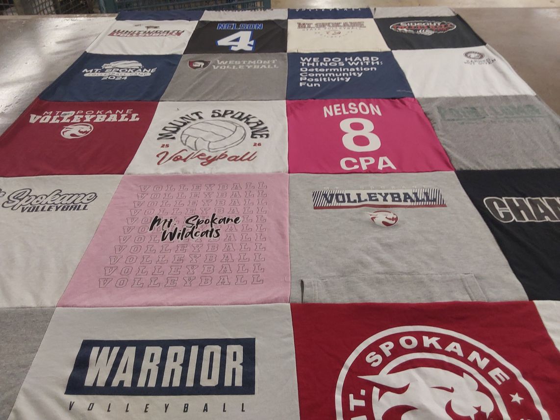 T-shirt quilt featuring mount spokane volleyball, spokane volleyball by Kristi from WA