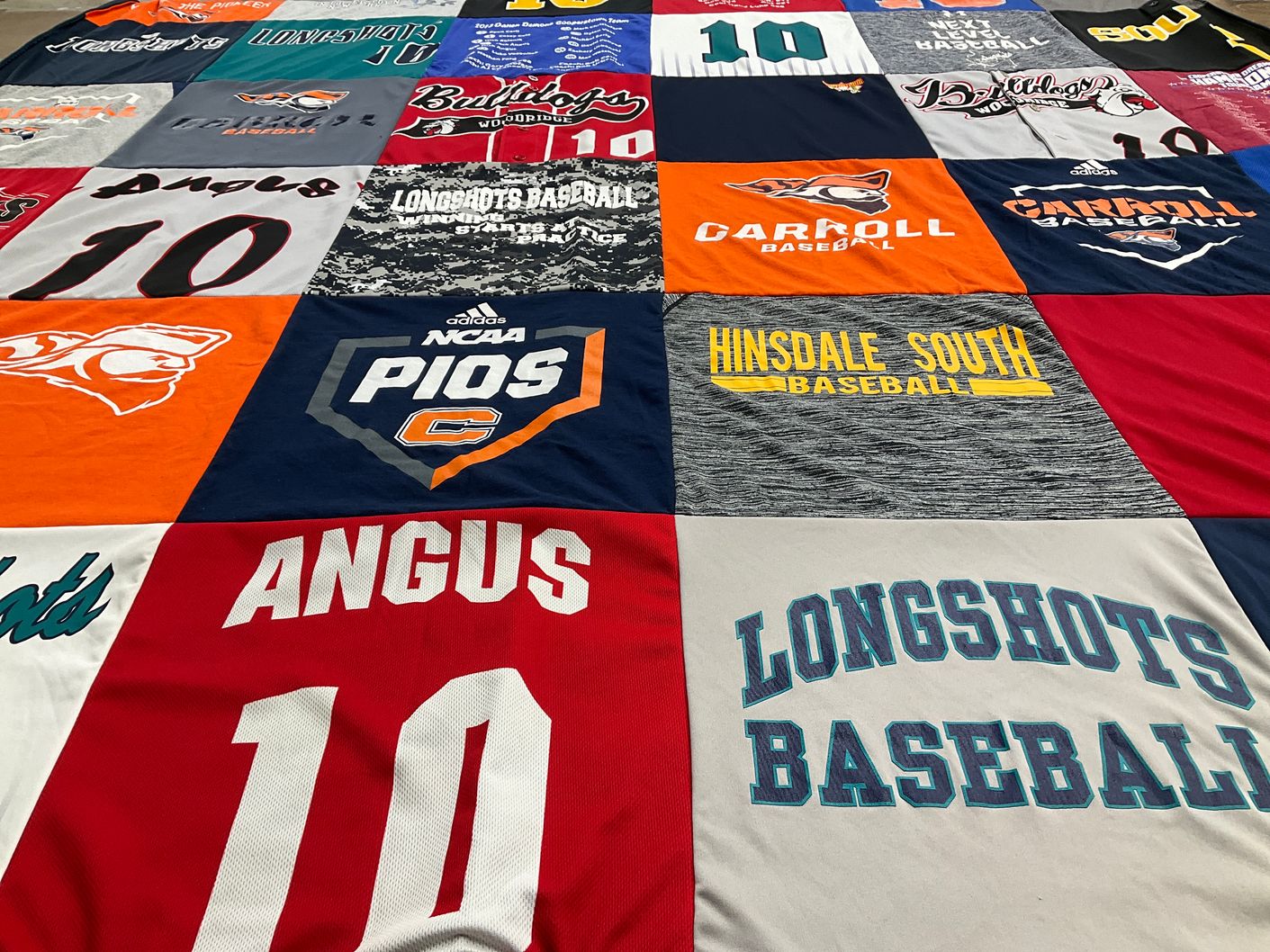 T-shirt quilt featuring carroll baseball, longshots baseball by Susan from IL