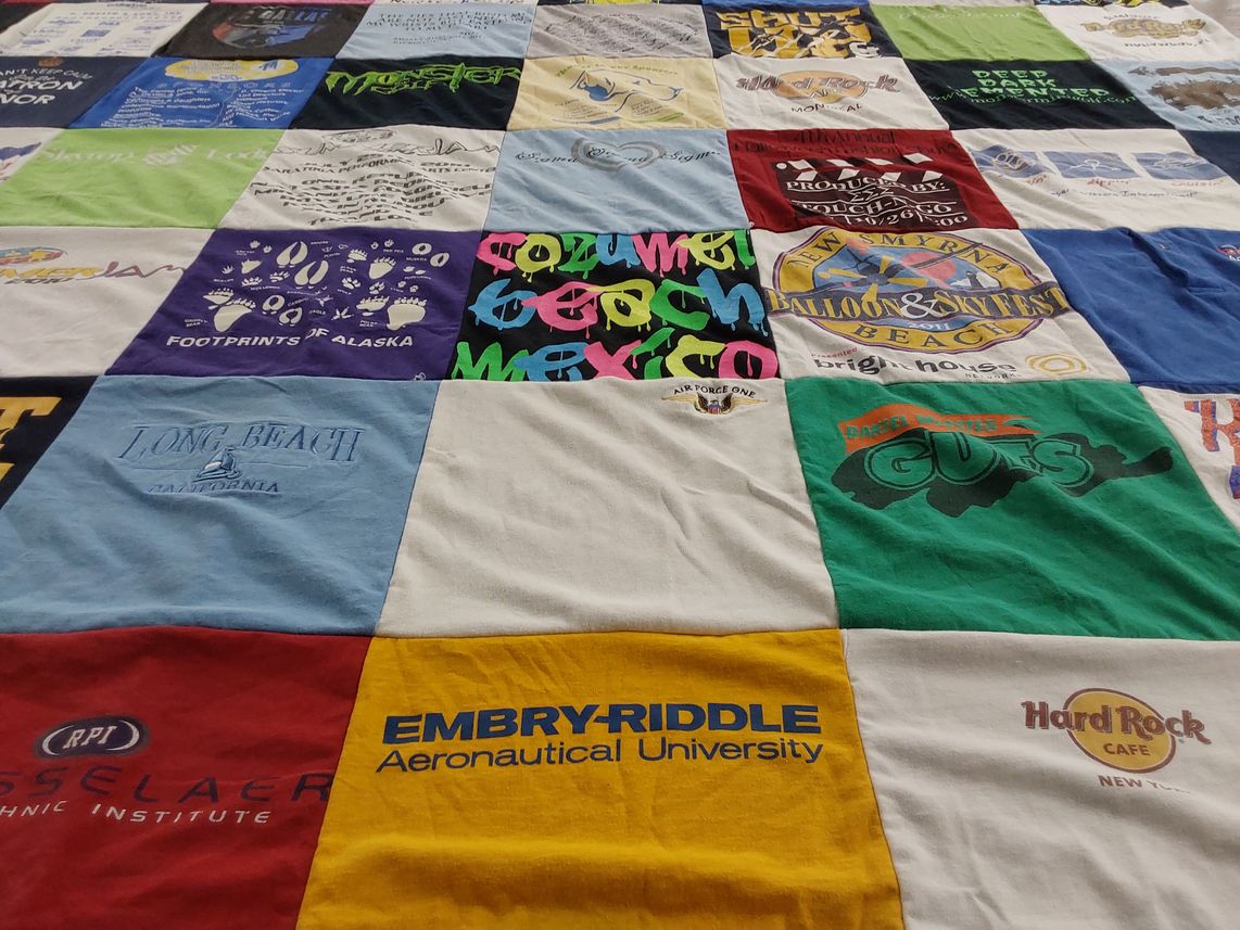 T-shirt quilt from embry-riddle aeronautical university by Evelyn from TX