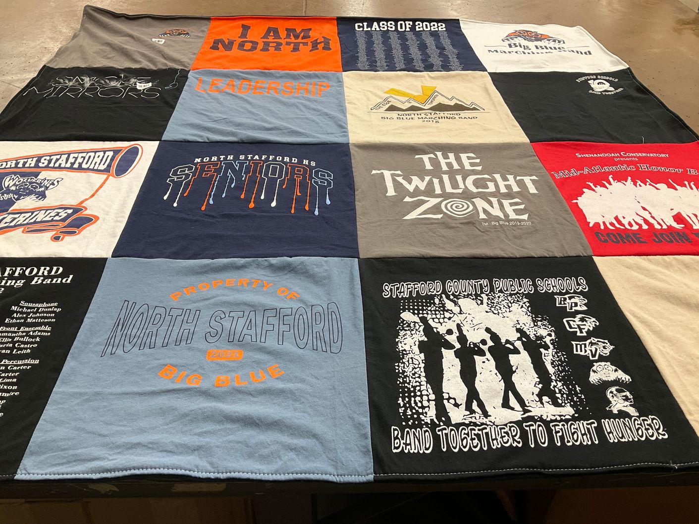 T-shirt quilt featuring north stafford high school band by Heather from VA