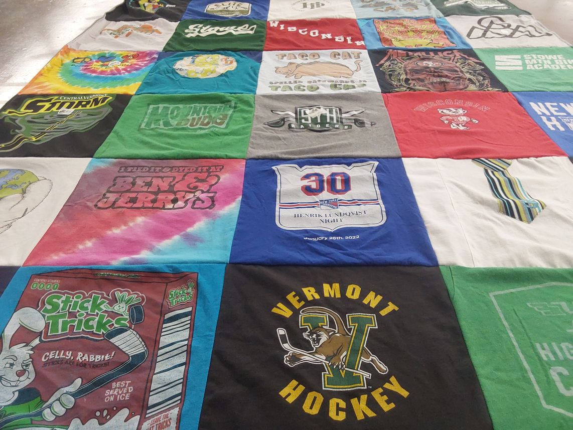 T-shirt quilt from university of vermont, university of wisconsin by Audra from VT