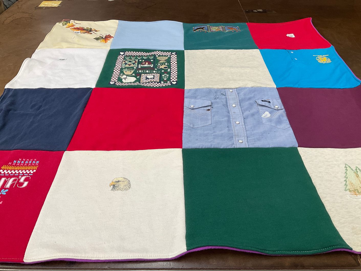 T-shirt quilt with seasonal decorations, nature themes by Cynthia from CO