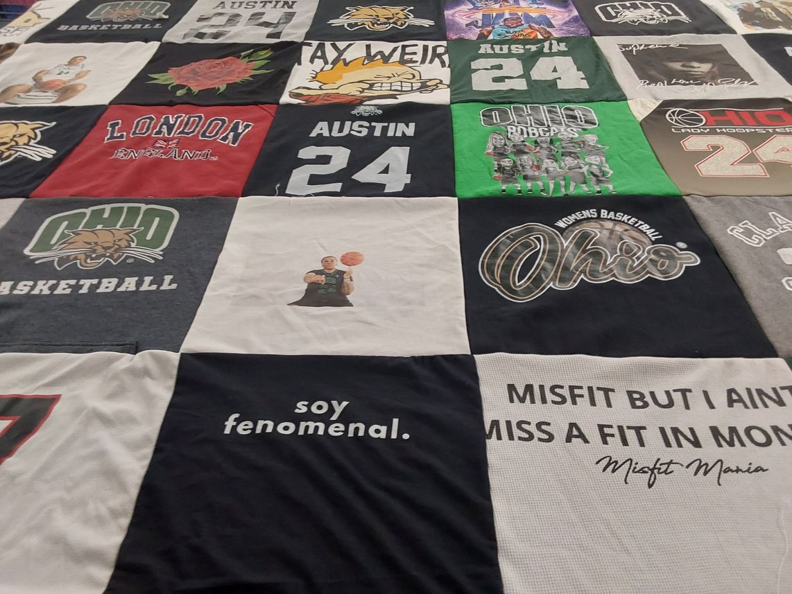 T-shirt quilt featuring ohio university basketball, ohio university lady hoopsters by Kimberly from OH