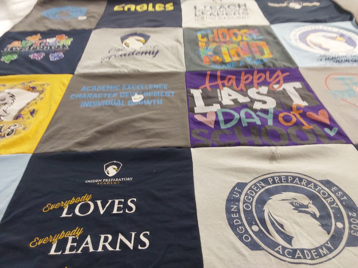 T-shirt quilt from ogden preparatory academy by Lauretta from UT