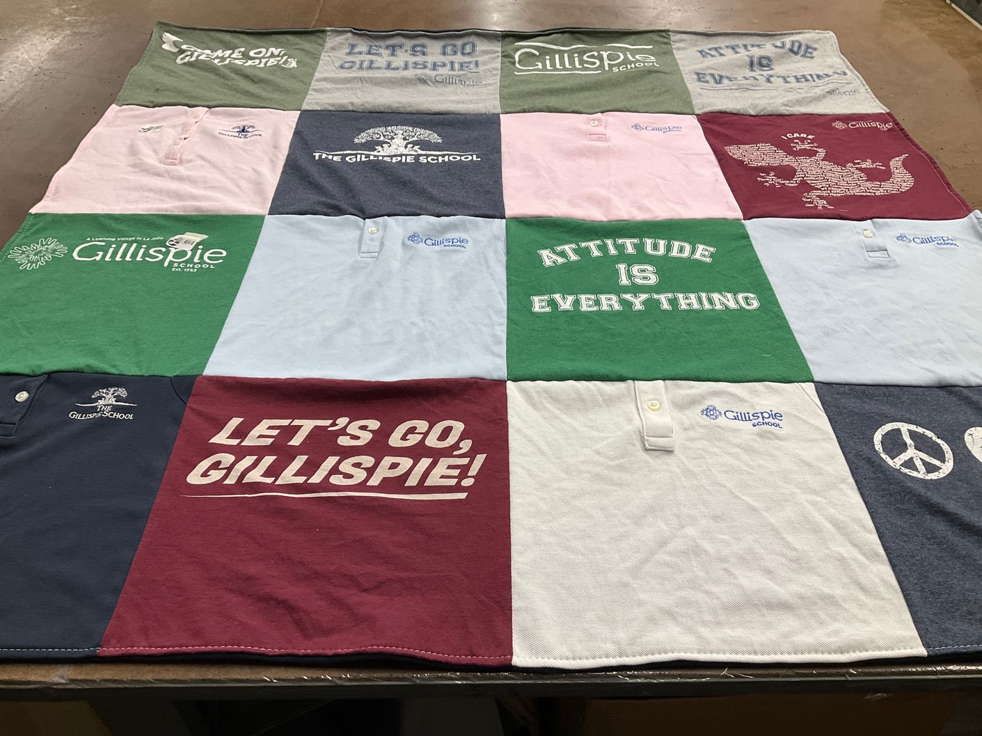 T-shirt quilt from the gillispie school by Joanne from CA