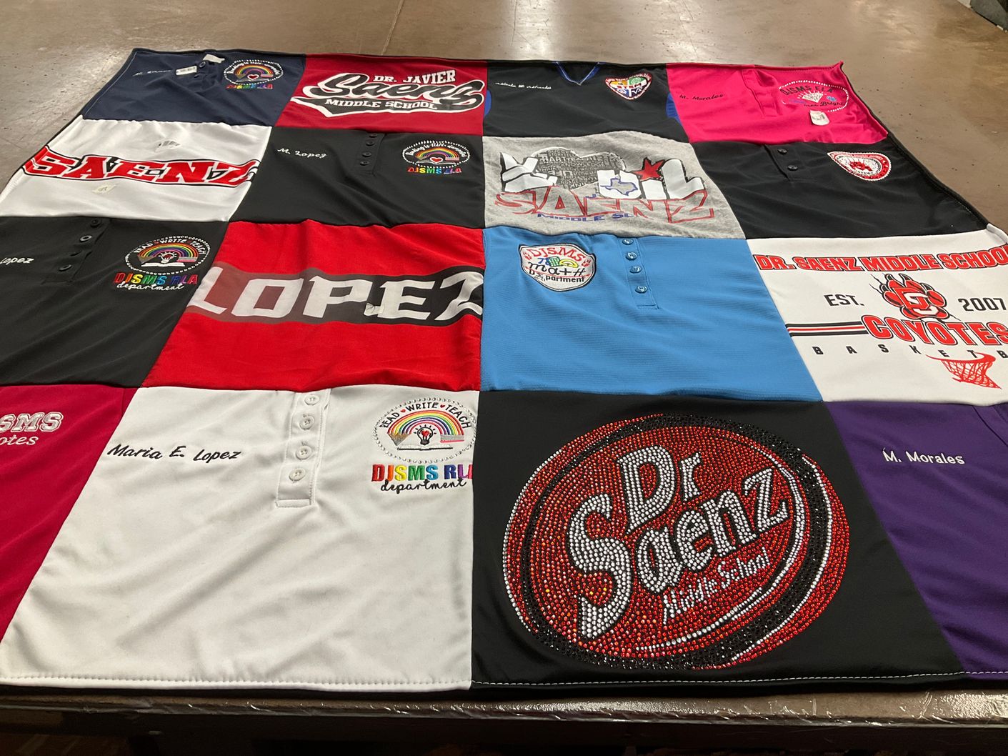 T-shirt quilt featuring coyotes basketball by Maria from TX