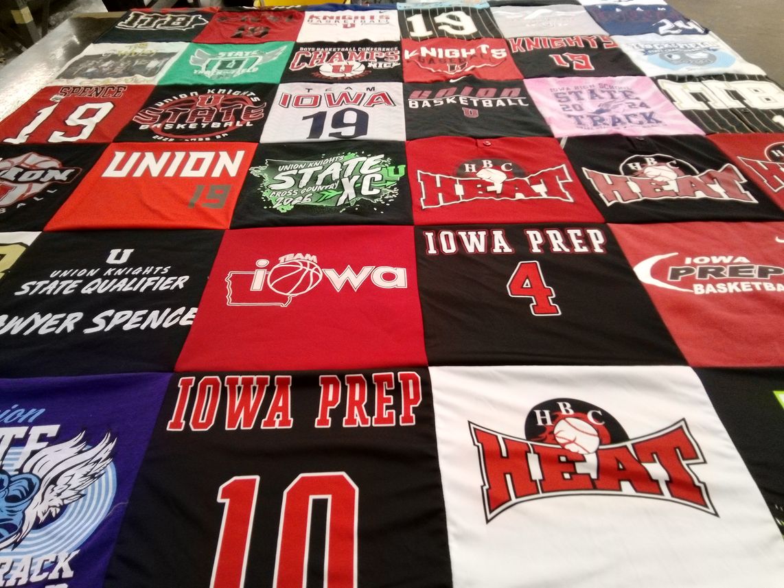 T-shirt quilt from union high school, iowa prep high school by Crystal from IA