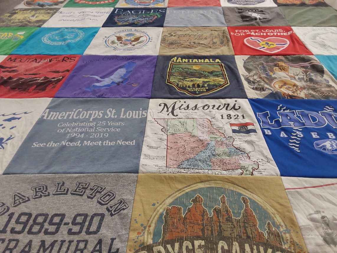 T-shirt quilt from ladue high school, carleton college by Darel from MO