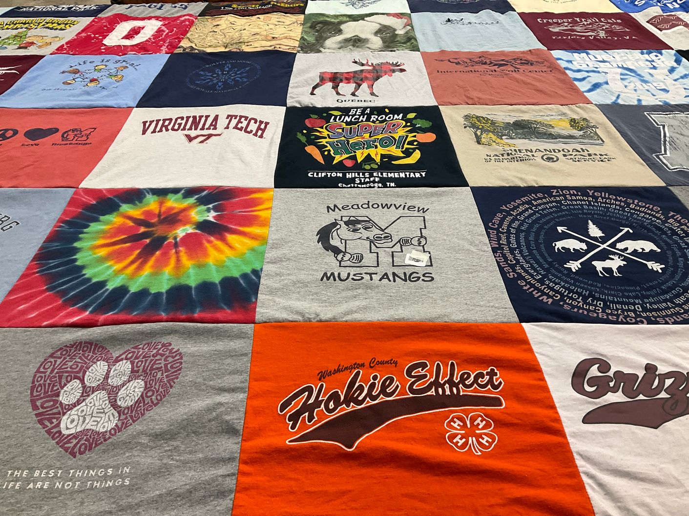 T-shirt quilt featuring meadowview mustangs, grizzly by Beth from VA