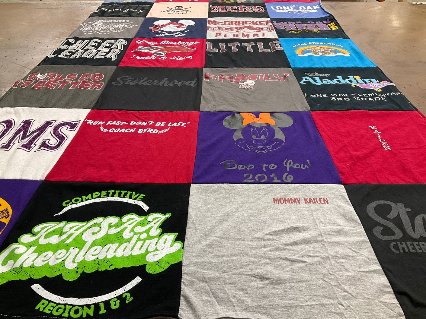 T-shirt quilt from lone oak elementary school, lone oak preschool by Dawn from KY