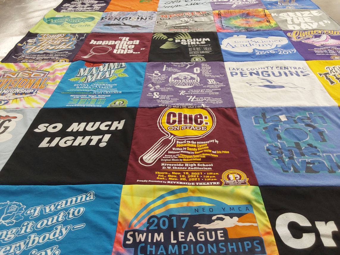 T-shirt quilt featuring lake county central penguins by Emily from OH