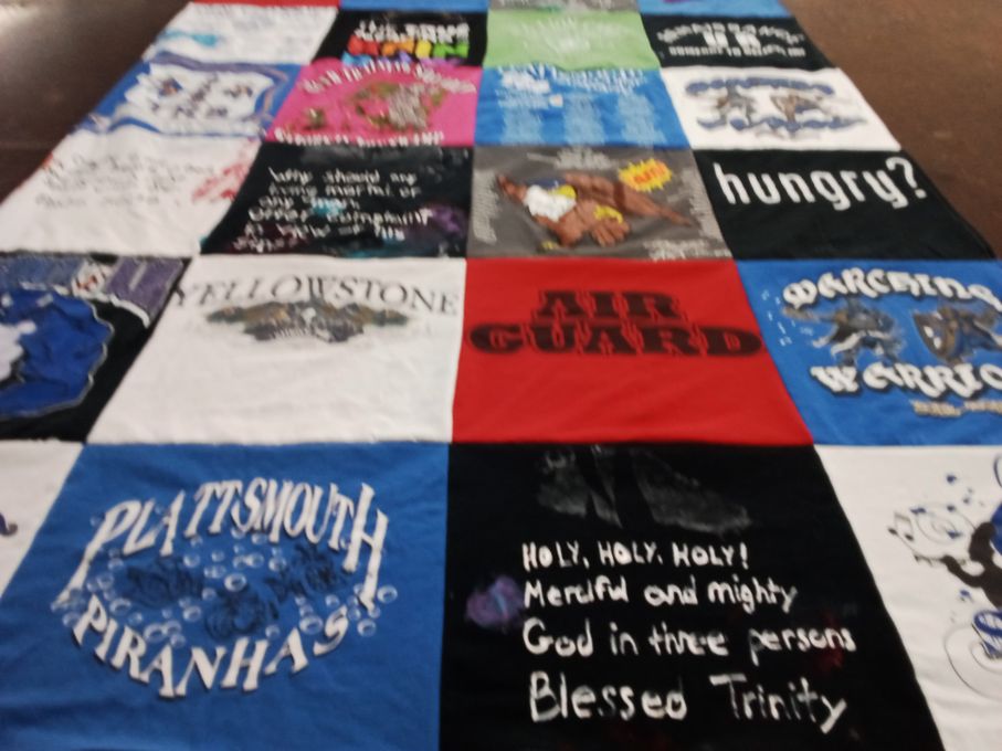 T-shirt quilt featuring plattsmouth piranhas by Aleisha from NE