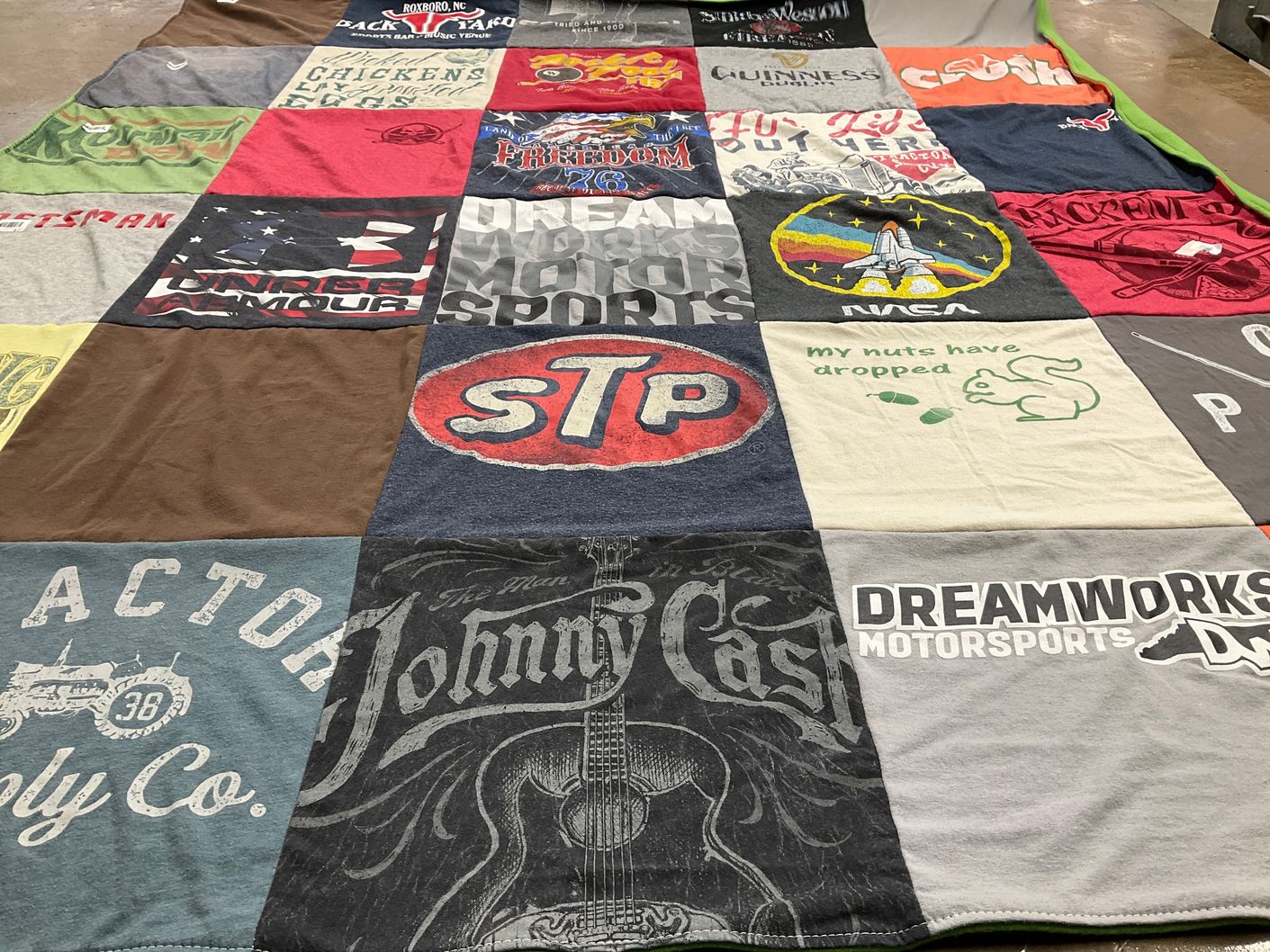 T-shirt quilt with motorsports, music themes by Matthew from VA