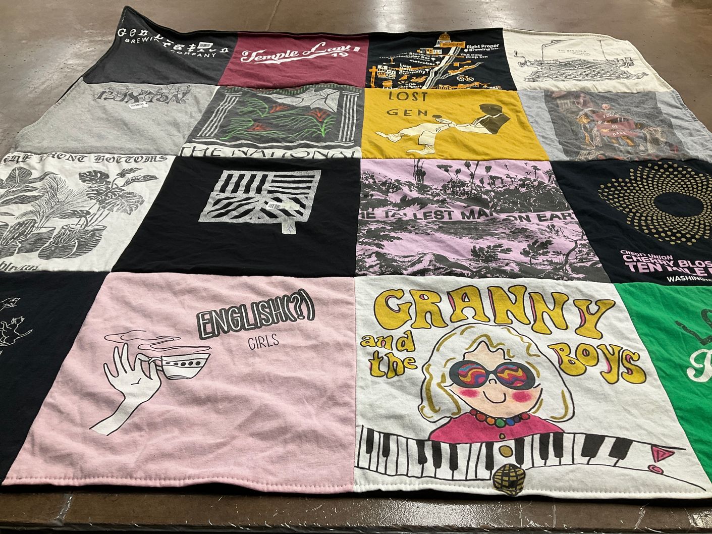 T-shirt quilt with music, brewing themes by Alexander from DC