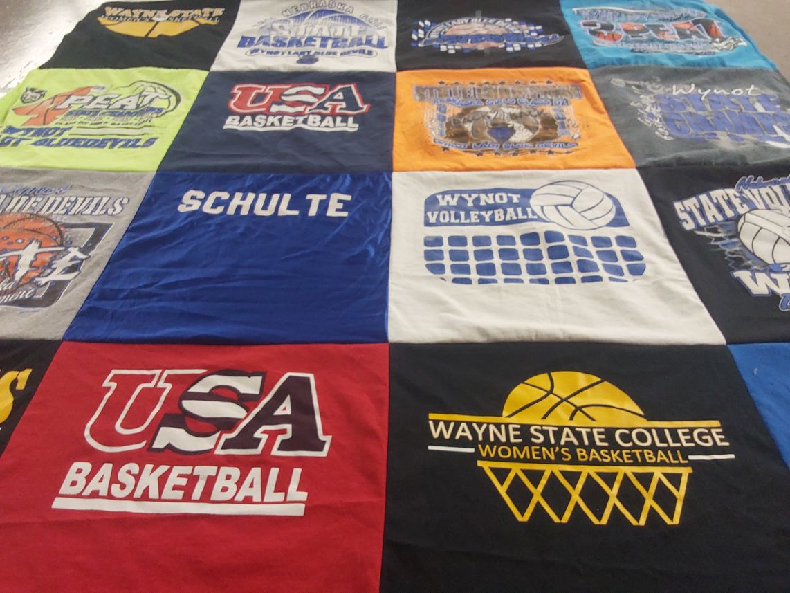 T-shirt quilt featuring wynot volleyball, wynot basketball by Sarah from NE