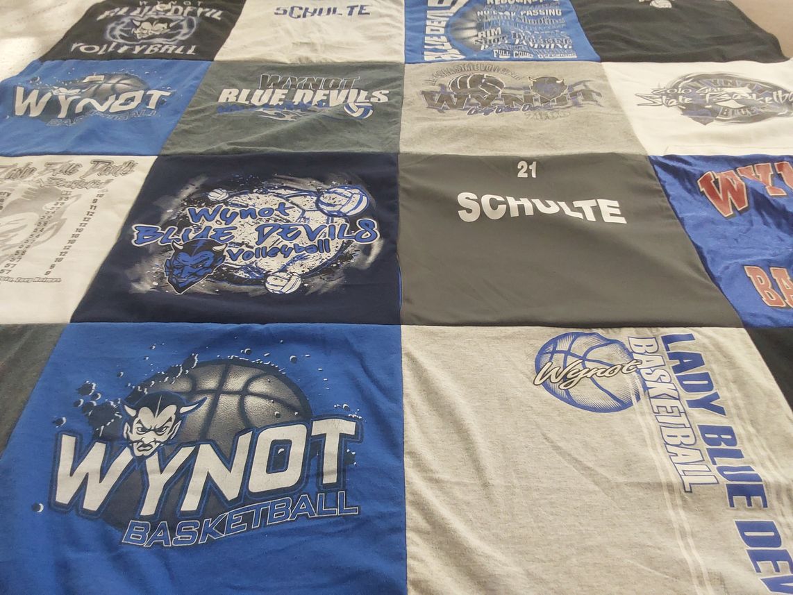 T-shirt quilt from wynot high school by Sarah from NE