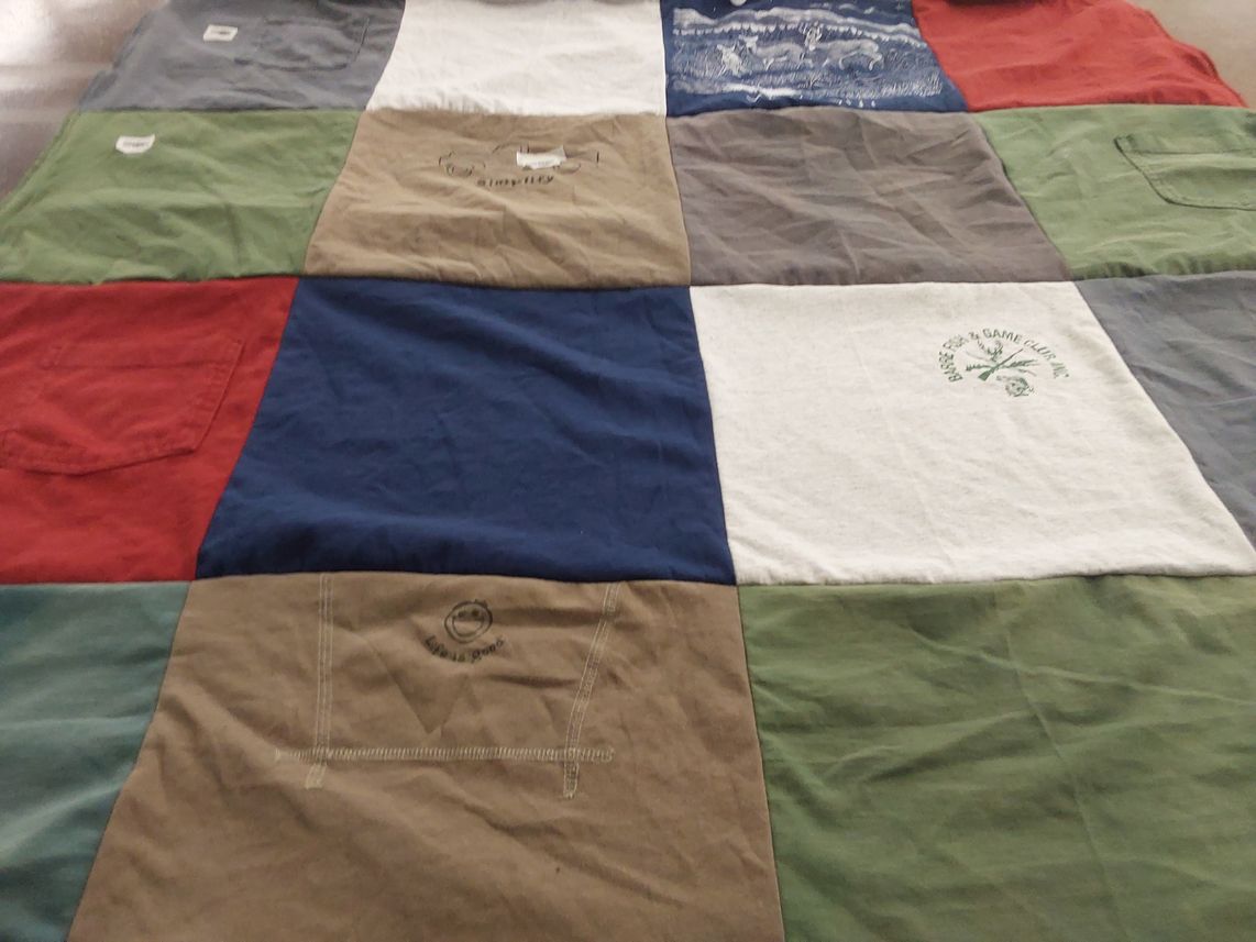 T-shirt quilt with outdoors, hunting themes by Stephanie from CT
