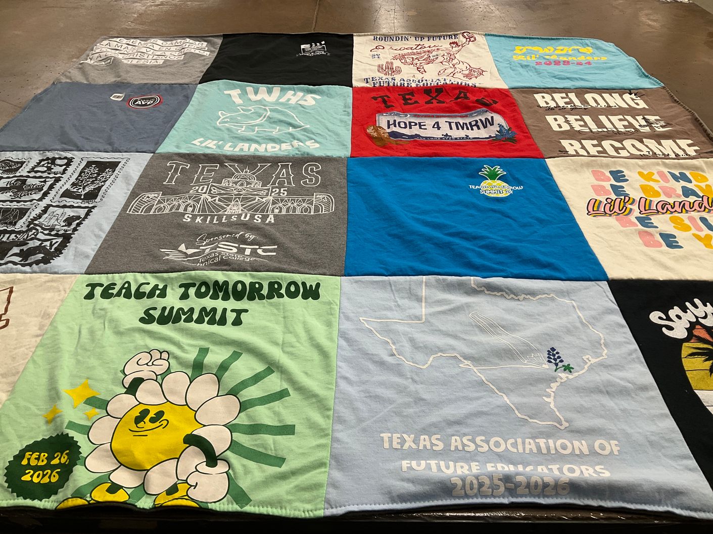 T-shirt quilt from texas workforce high school by Julie from TX