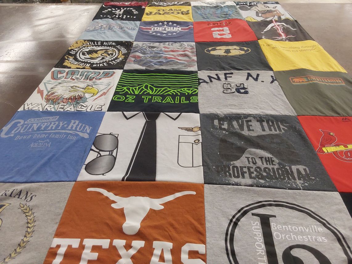T-shirt quilt from bentonville high school by Emeri from AR