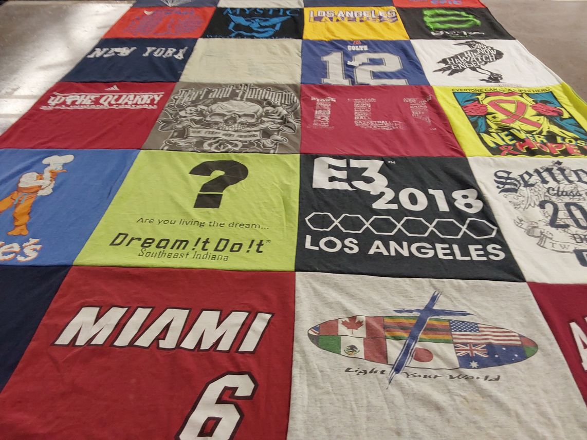 T-shirt quilt with gaming, events themes by Arkansas from IN