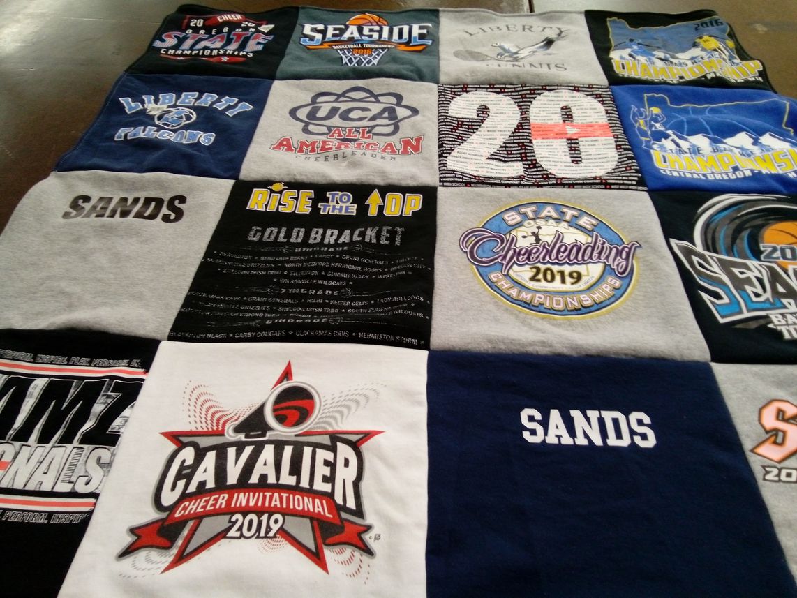 T-shirt quilt from liberty university by Chera from OR