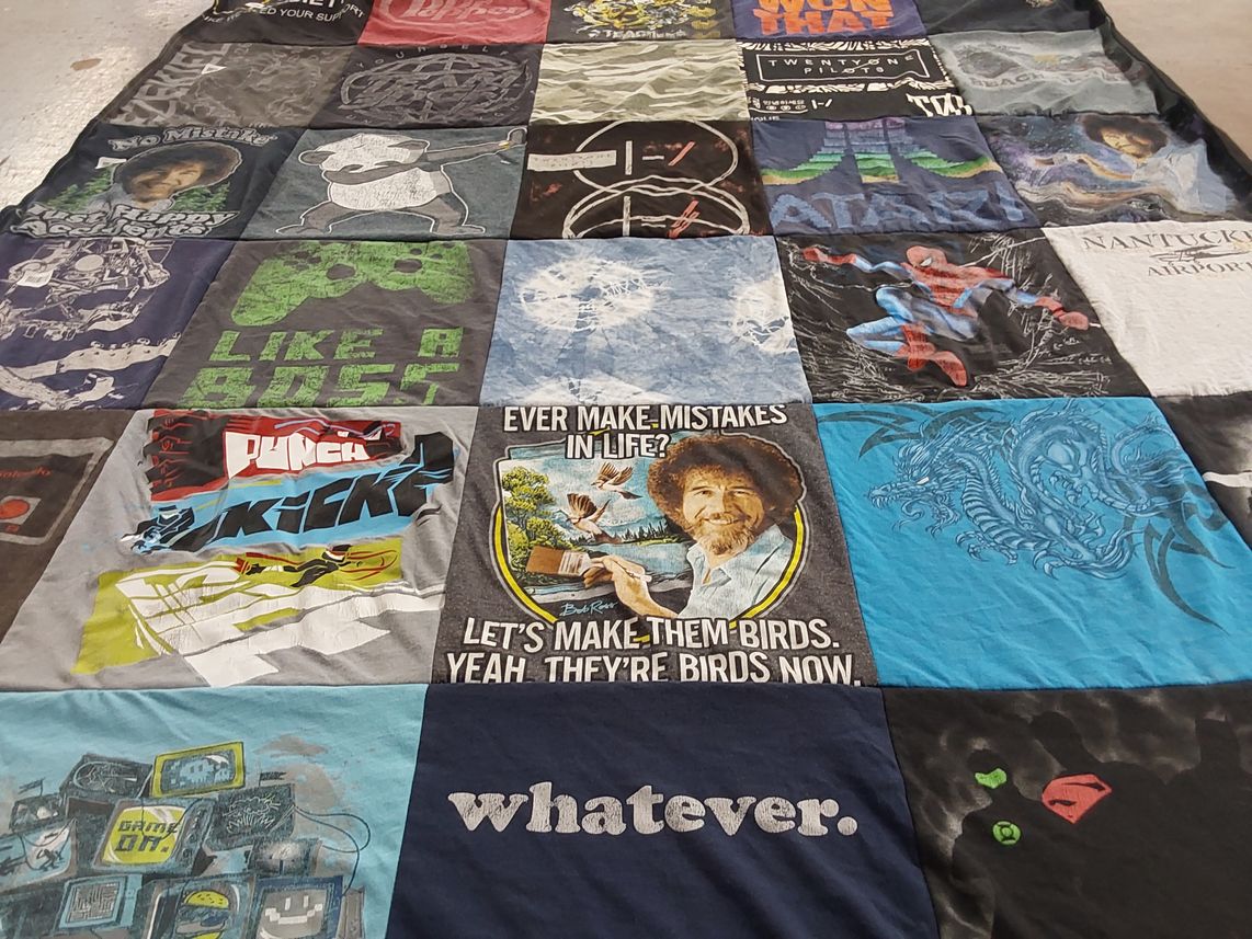 T-shirt quilt with pop culture, art themes by David from UT