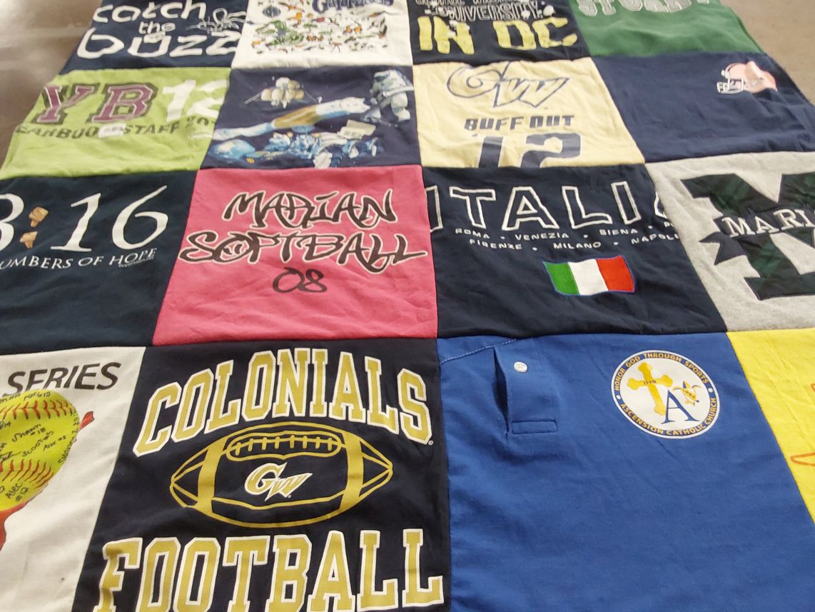 T-shirt quilt featuring george washington colonials football by Alec from KS