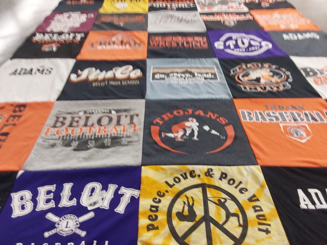T-shirt quilt featuring beloit high school football, beloit high school baseball by Kerri from KS