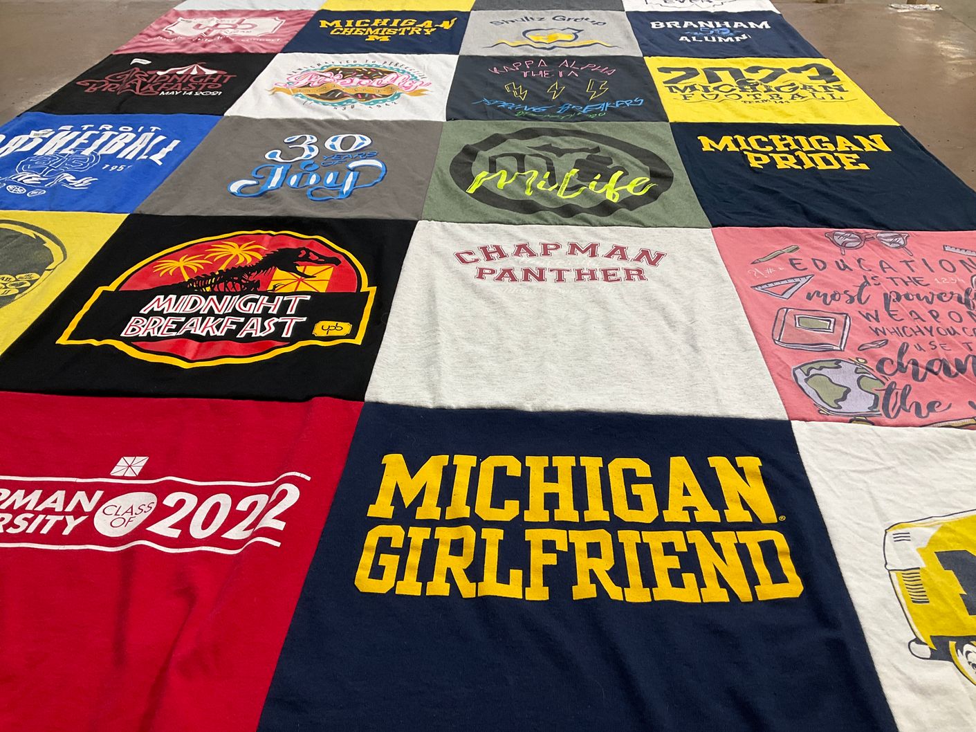 T-shirt quilt from chapman university, michigan state university by Daisy from IL