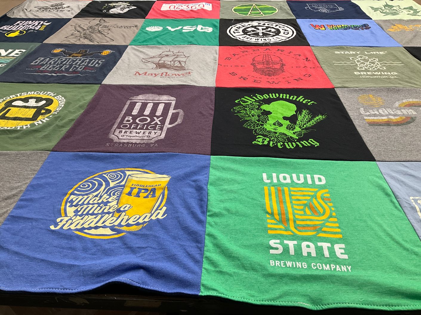 T-shirt quilt with craft beer, brewing themes by Stephen from MA