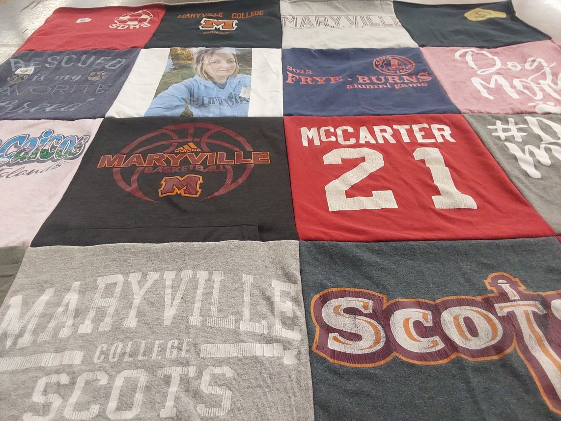 T-shirt quilt featuring maryville college scots by Deborah from TN