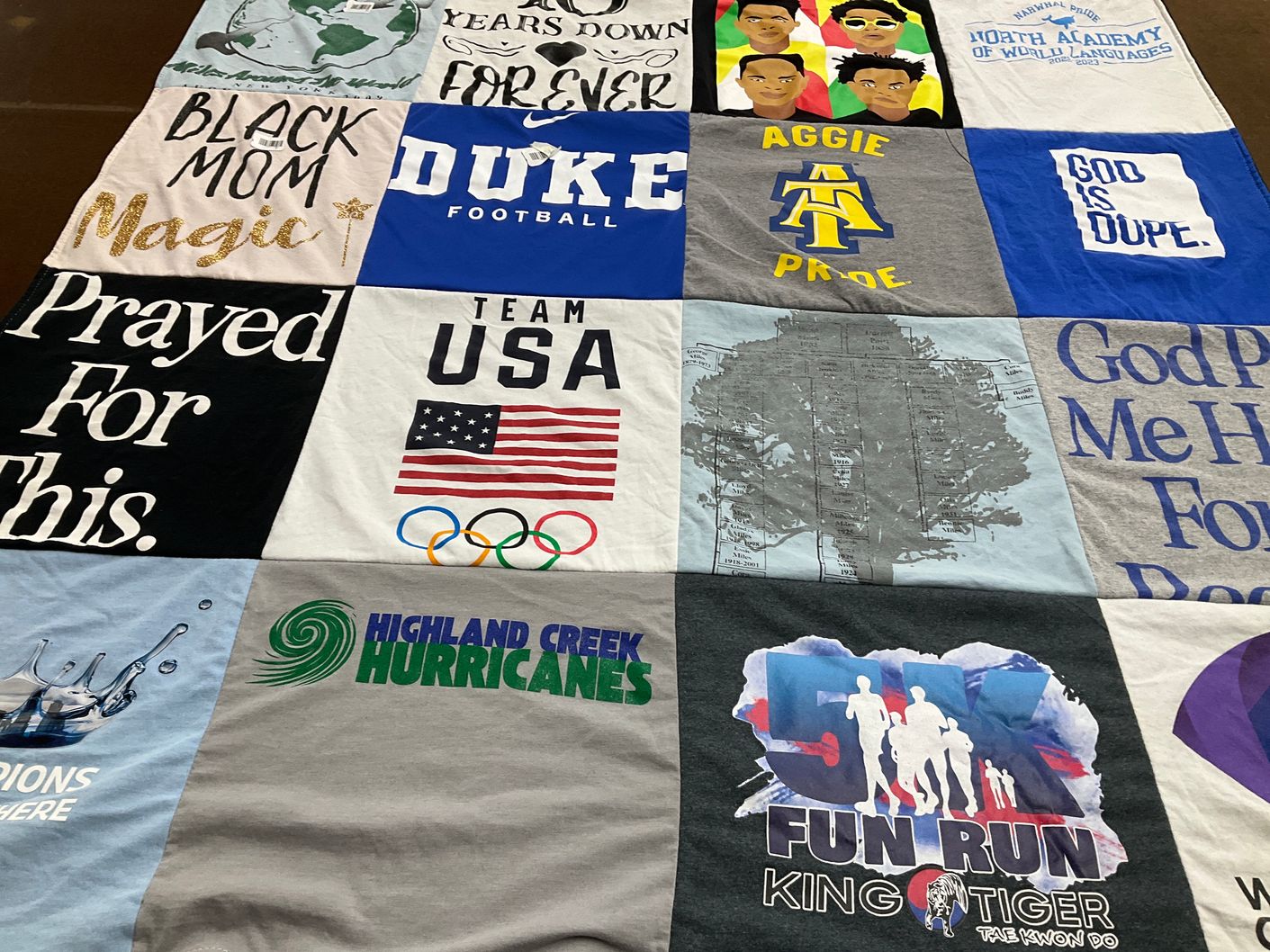 T-shirt quilt featuring duke university, highland creek hurricanes by Dayna from NC