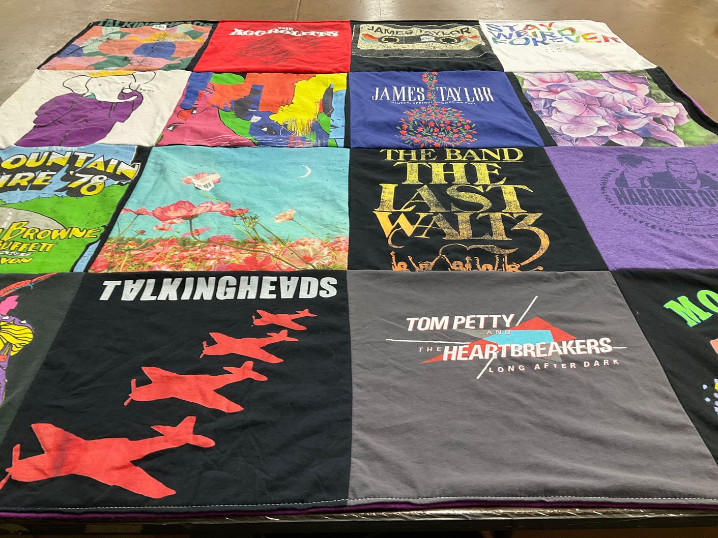 T-shirt quilt with music, concerts themes by Cheryl from NC