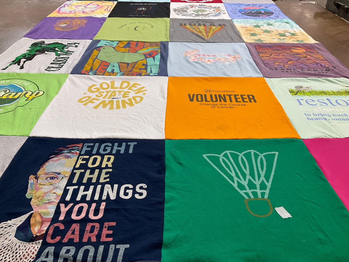 T-shirt quilt with volunteering, community service themes by Kati from NC