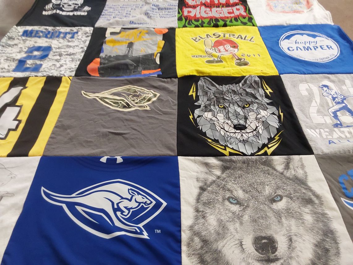 T-shirt quilt from weatherford college by Monica J from TX