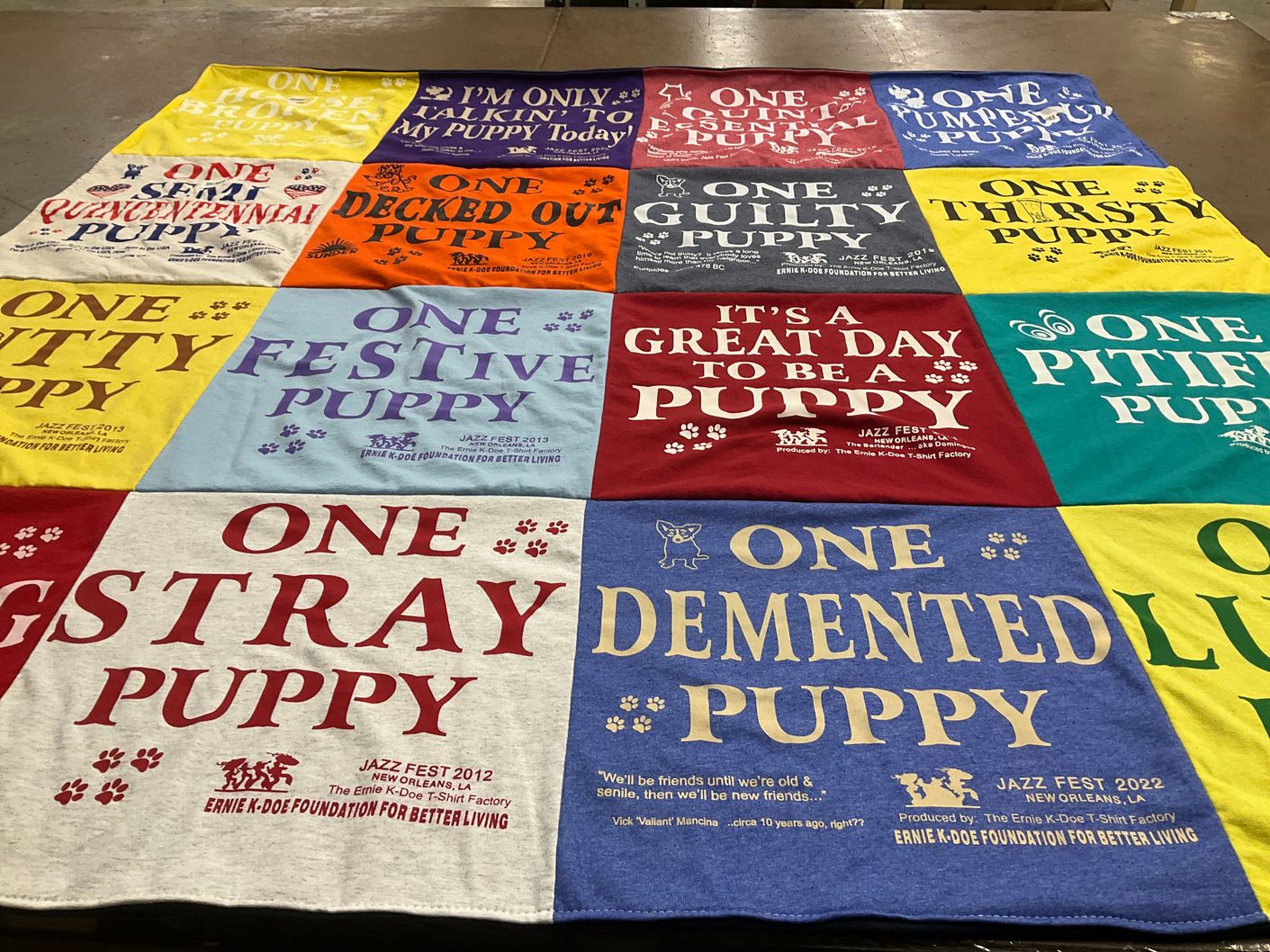 T-shirt quilt with dogs, puppies themes by VICKIE from LA