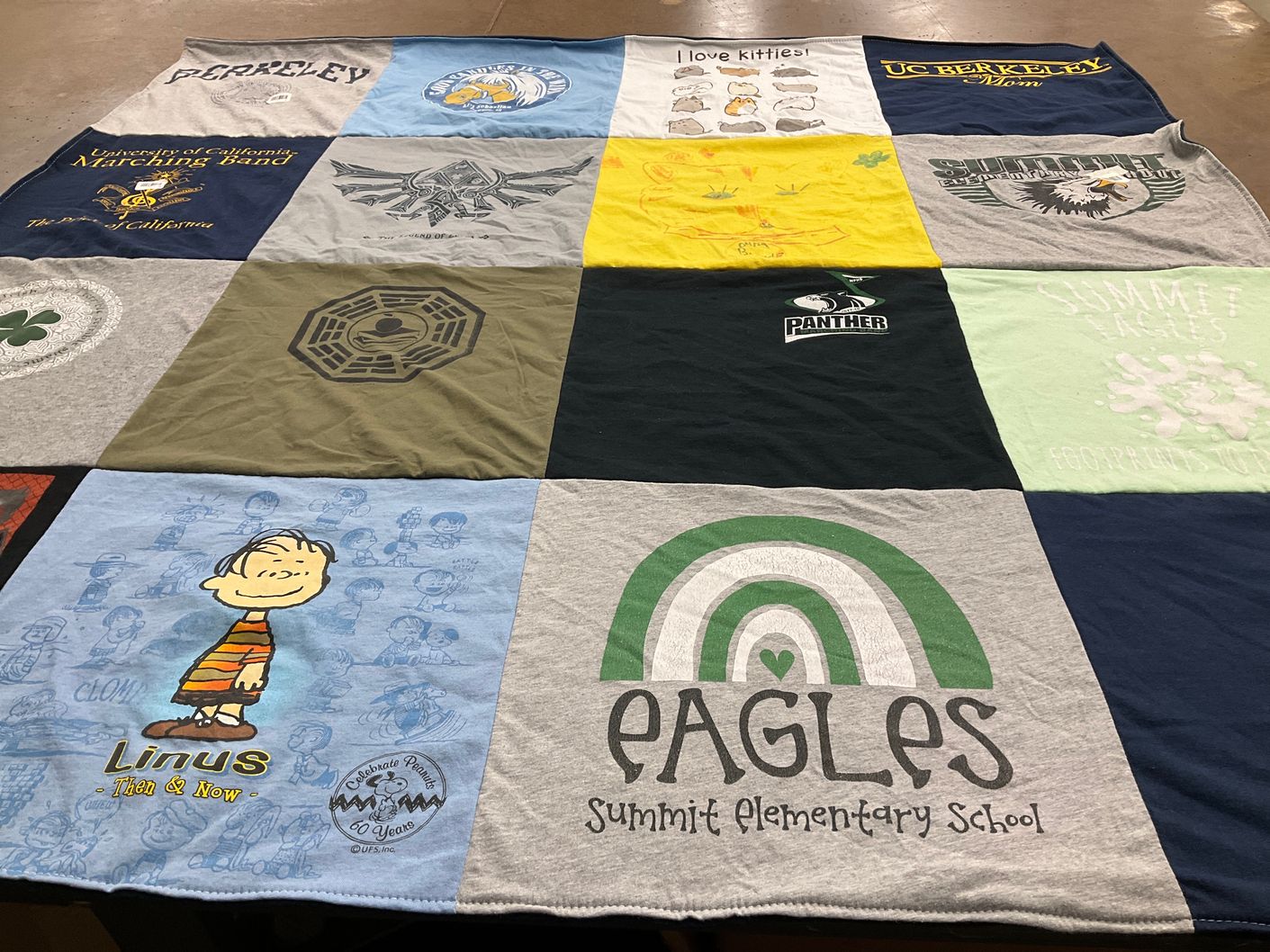 T-shirt quilt from university of california, summit elementary school by Beth from CO