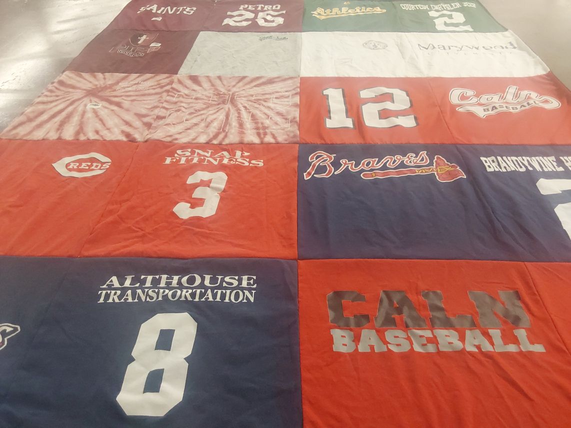 T-shirt quilt featuring caln baseball by Kathleen from PA
