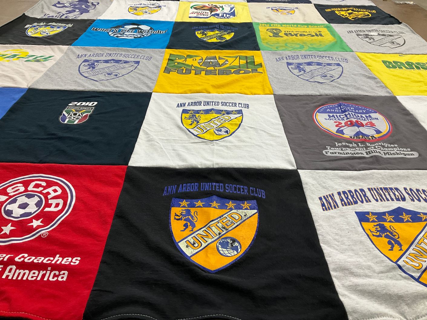 T-shirt quilt featuring ann arbor united soccer club by Jennifer from MI