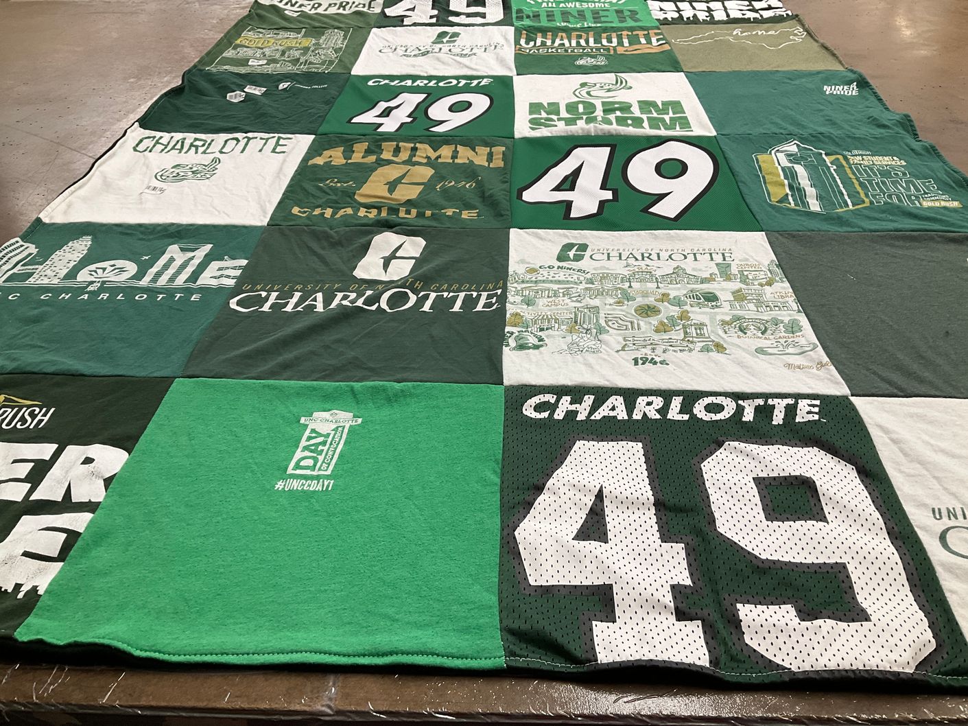 T-shirt quilt featuring north carolina charlotte niners by Alyssa from NC