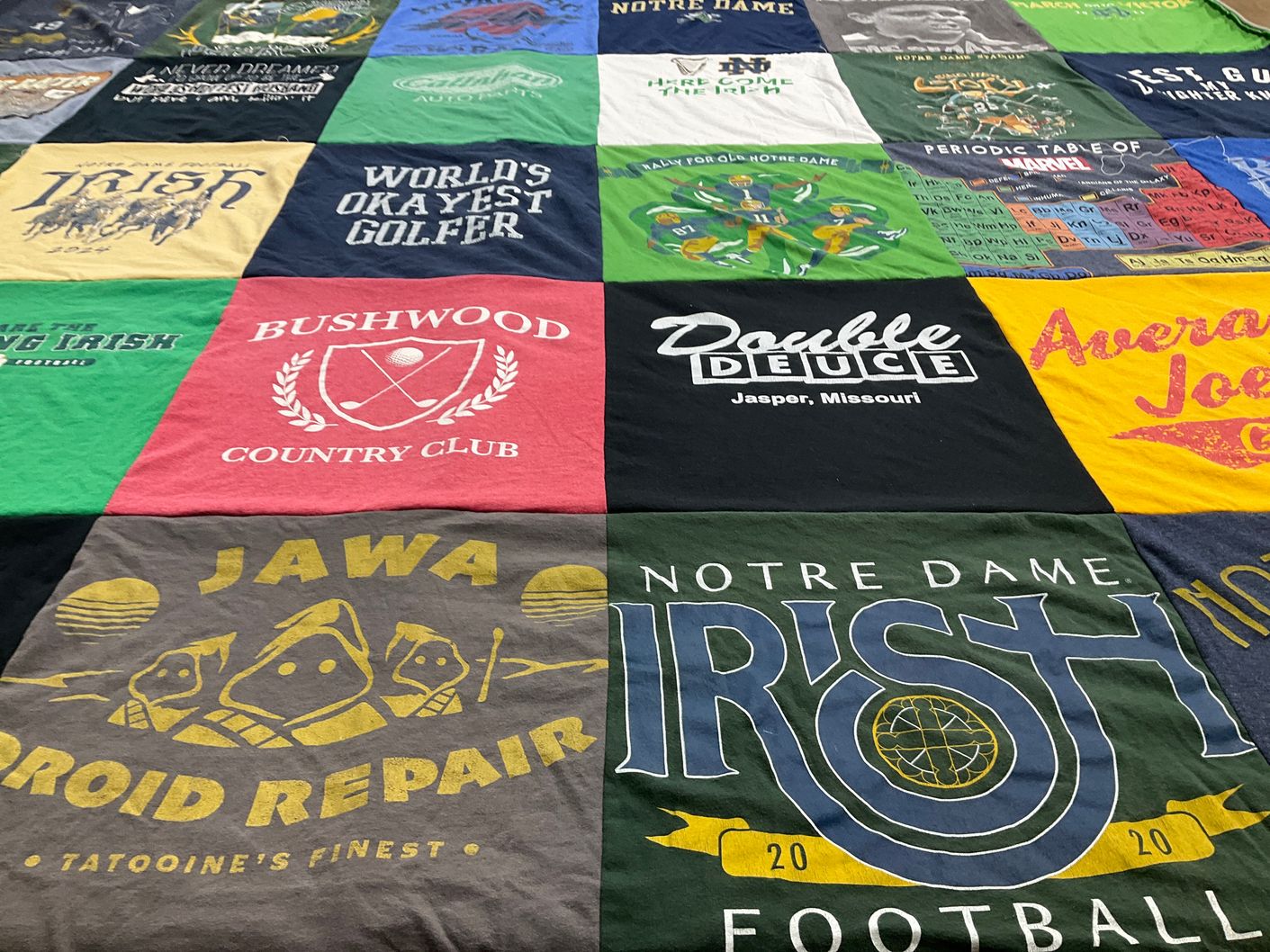 T-shirt quilt featuring notre dame football by Craig from SC