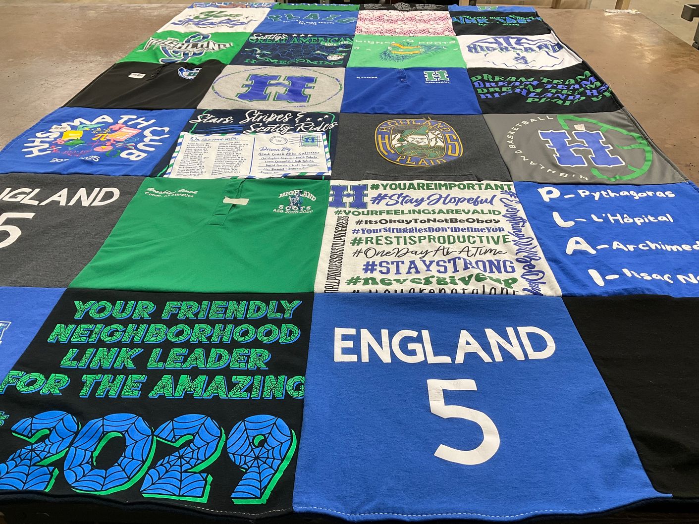 T-shirt quilt from highland high school by Melissa from CA